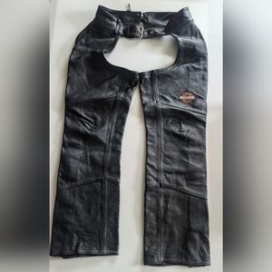 Vintage Harley Davidson Women's Black Leather Chaps. Size Small